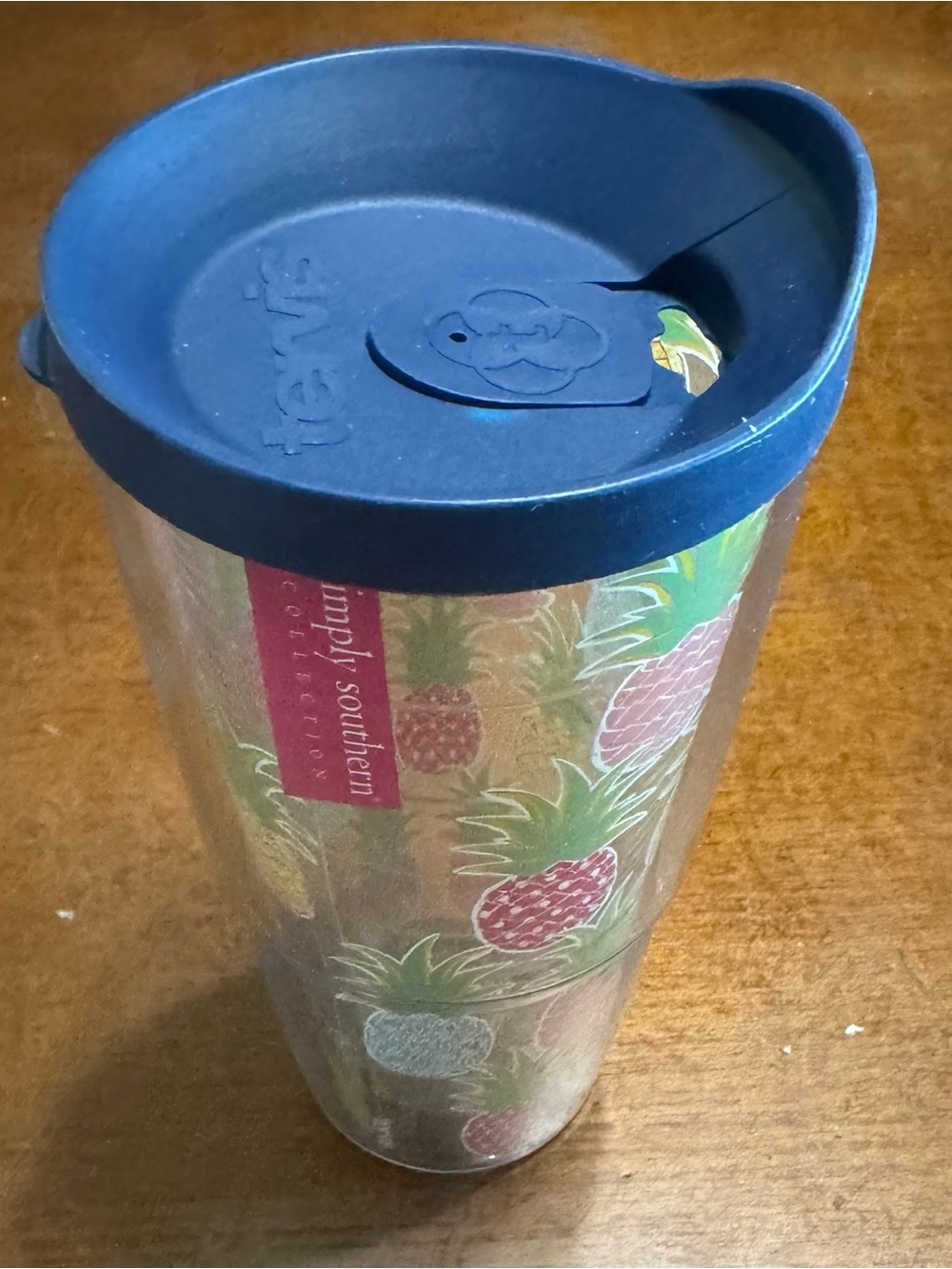 tervis Clear Pineapple Travel Tumbler with Navy Lid